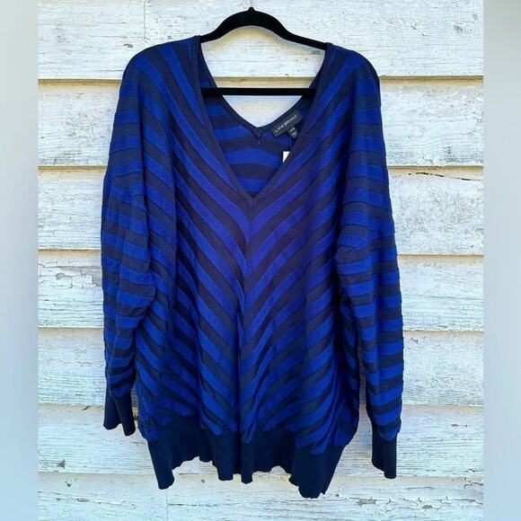 Lane Bryant Sweater v-neck striped whimsigoth dark romantic modern Plus size - Picture 1 of 5